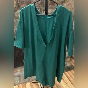 (NWOT) FP Movement Oversized Deep V Back Tunic Tee Green Large